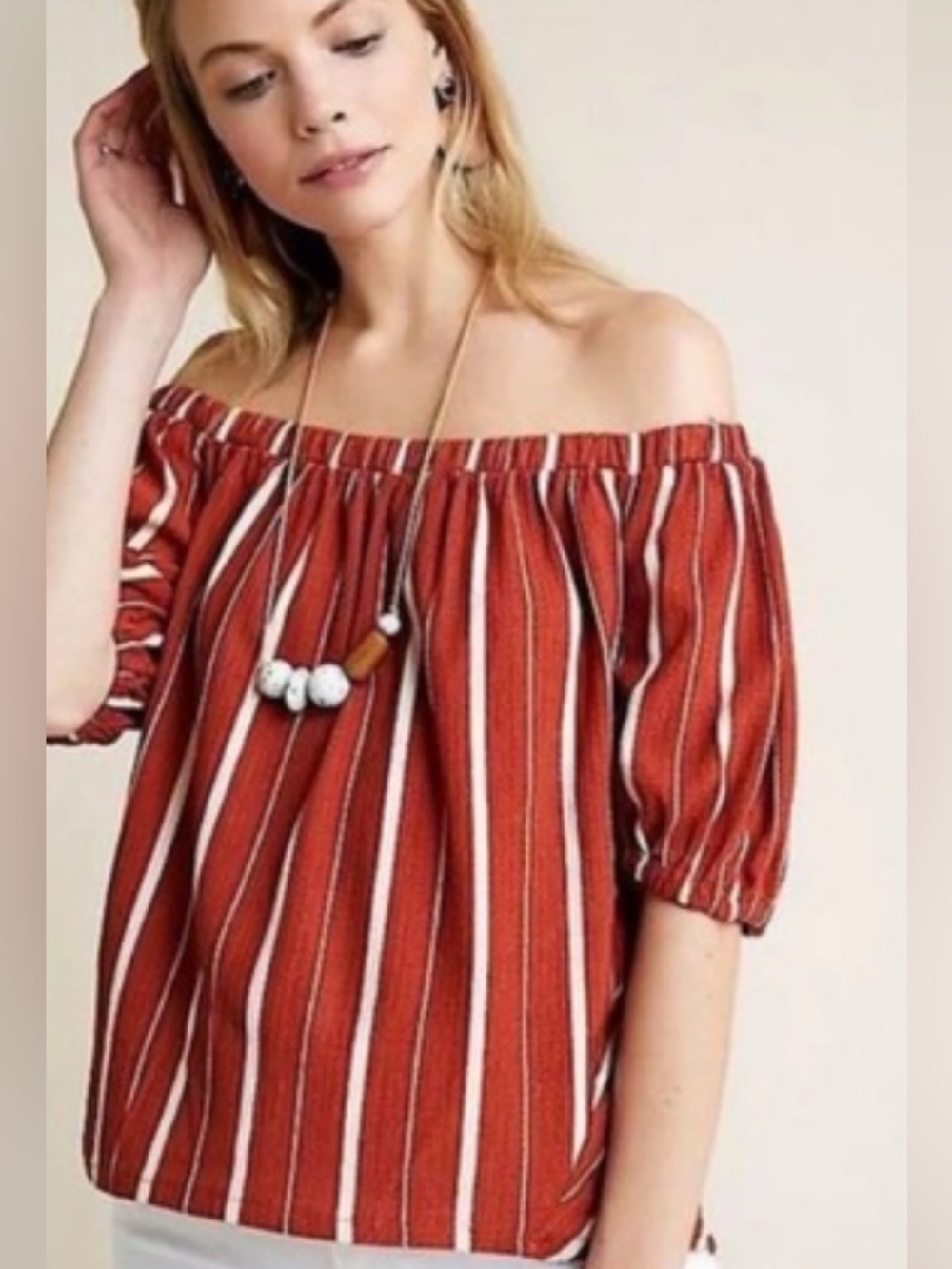 Anthropologie Off The Shoulder Striped Top